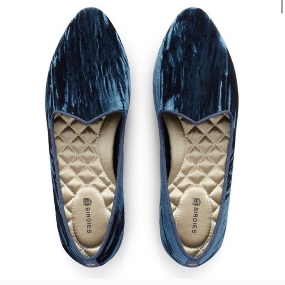 Birdies Heron in Blue Crushed Velvet